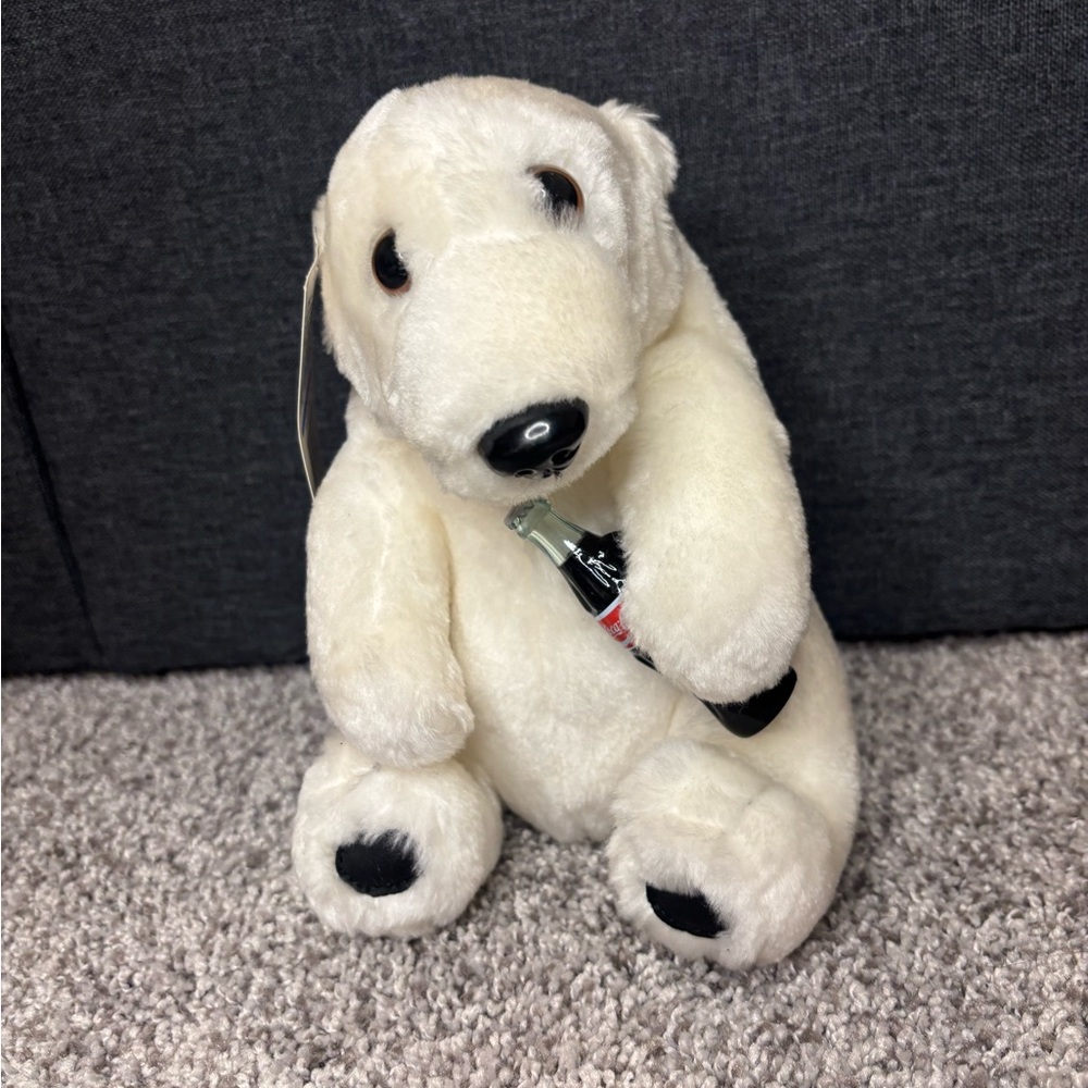 Coca Cola 1993 plush polar bear with coke bottle